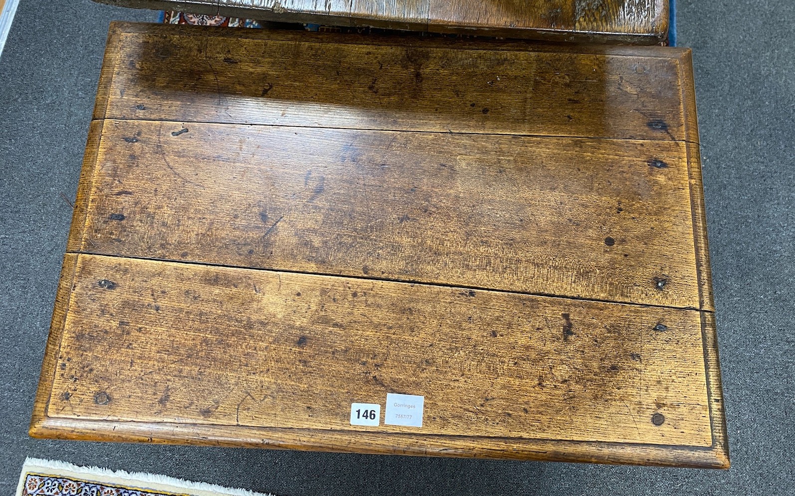 An early 18th century oak side table, width 76cm, depth 50cm, height 65cm